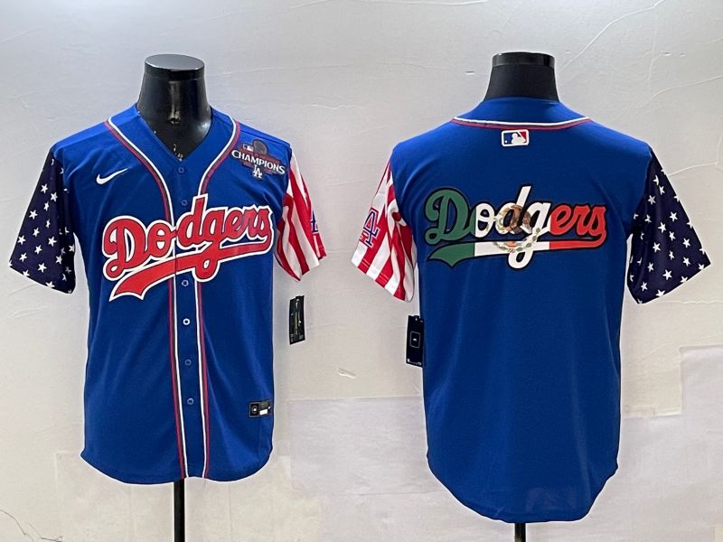 Men Los Angeles Dodgers Blank Blue a generation of national flags Joint name 2025 Nike MLB Jersey style 8